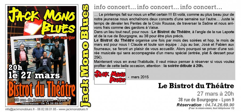 BISTROT DU THEATRE  invitation mars 2015