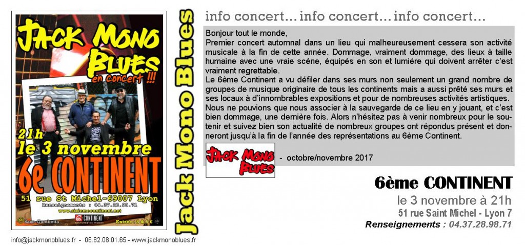 6e CONTINENT invitation NOVEMBRE 2017
